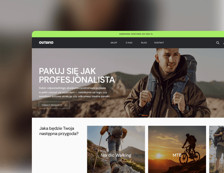 Gotowy sklep internetowy - główna strona