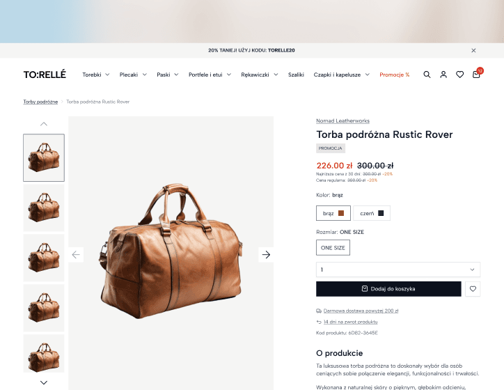 Gotowy sklep internetowy - karta produktu