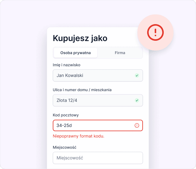 Walidacja pól w czasie rzeczywistym